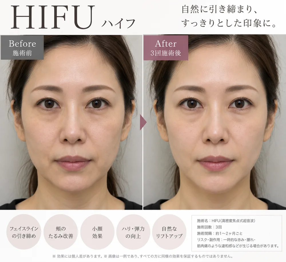 ハイフ(HIFU)の症例写真(たるみ(3回施術後))|ヒロクリニック美容皮膚科