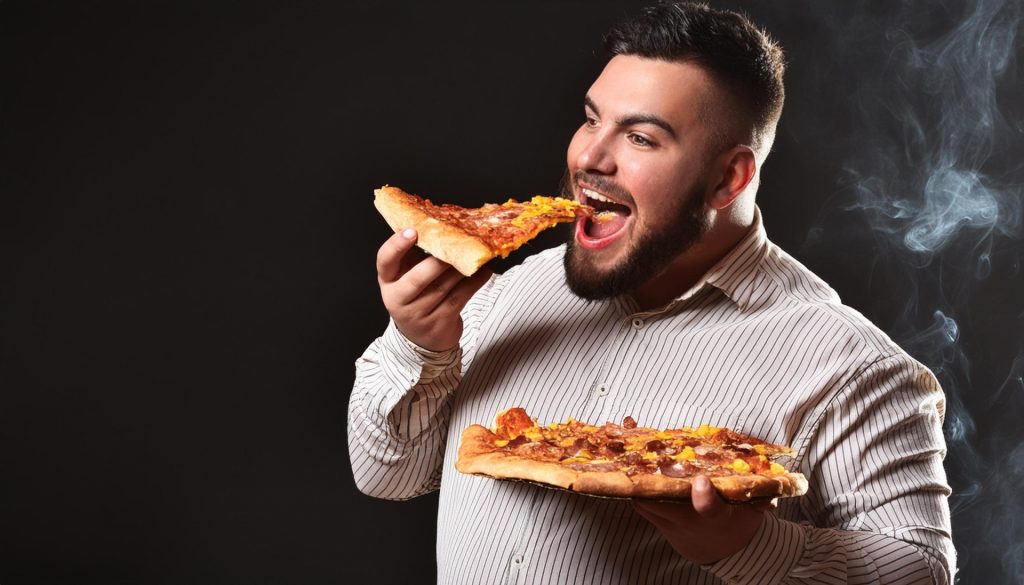 ピザを食べる男性