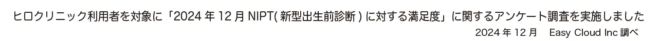 「2024年12月NIPT(新型出生前診断)に対する満足度」に関するアンケート調査を実施しました